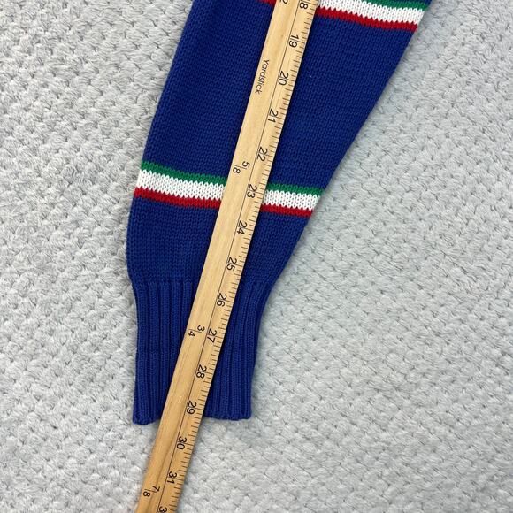 Vintage Boston Traders Mens Knit Sweater Striped Crew Neck Tight Knit Med Navy - Picture 9 of 12